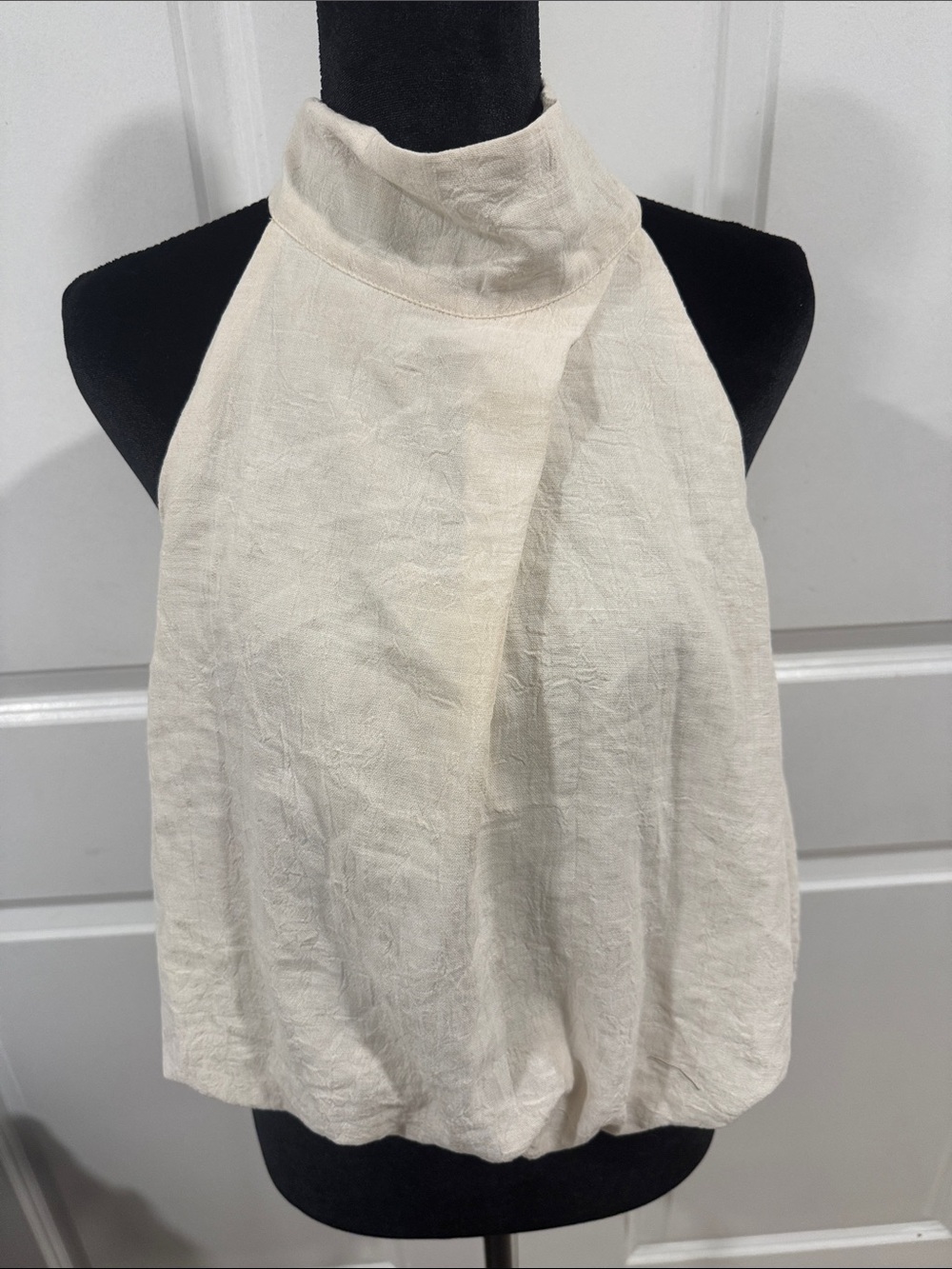 Cream High-Neck Halter Camisole